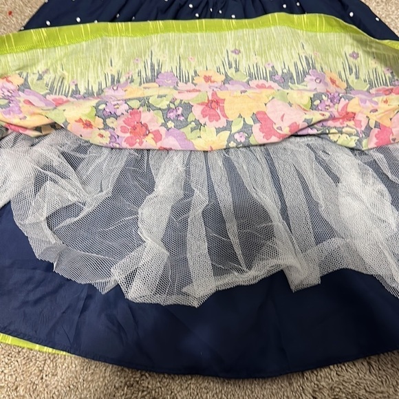 Bonnie Jean Girls Sleeveless Polka Dot Floral Print Dress - Navy Multi size 10 - Picture 8 of 8